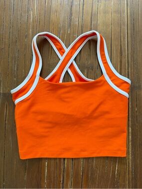 Orange Racerback Tank Top with White Trim